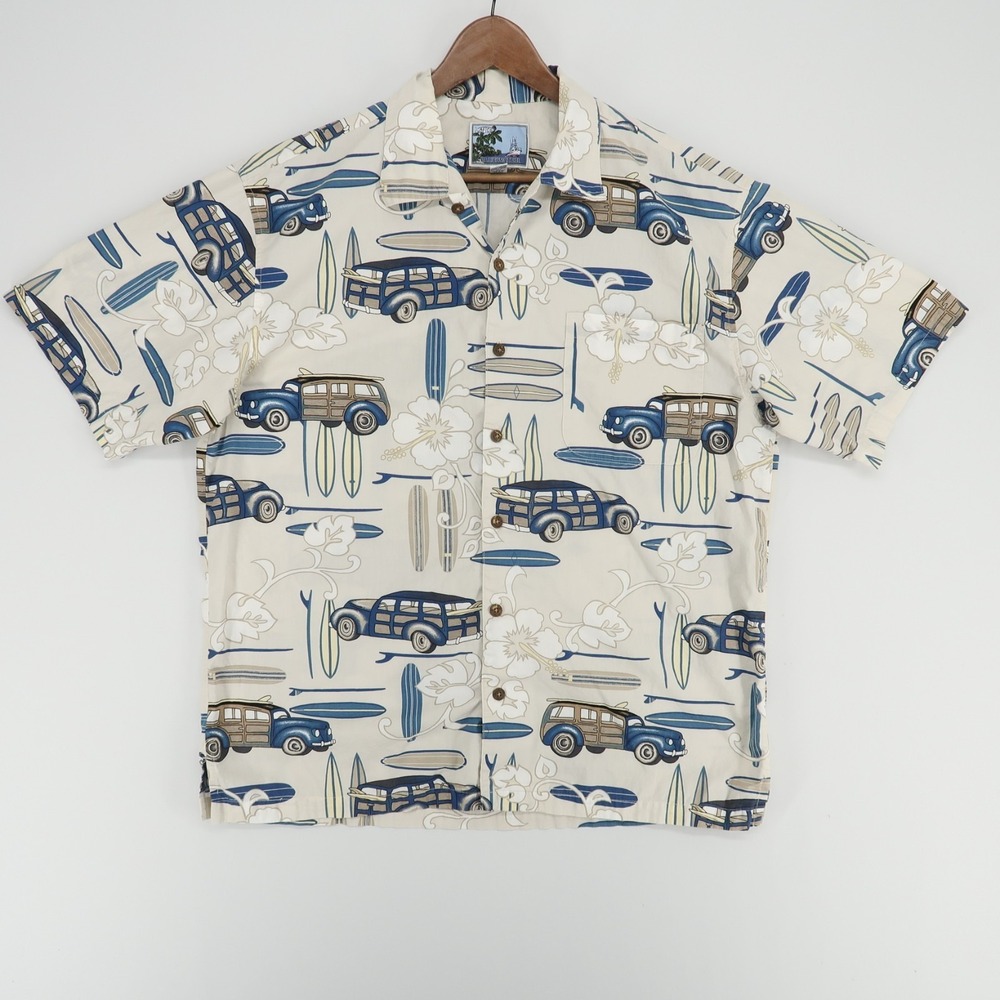 Aftco Bluewater Hawaiian Shirt Mens XL  Surfer Print Short Sleeve Made In‎ Usa